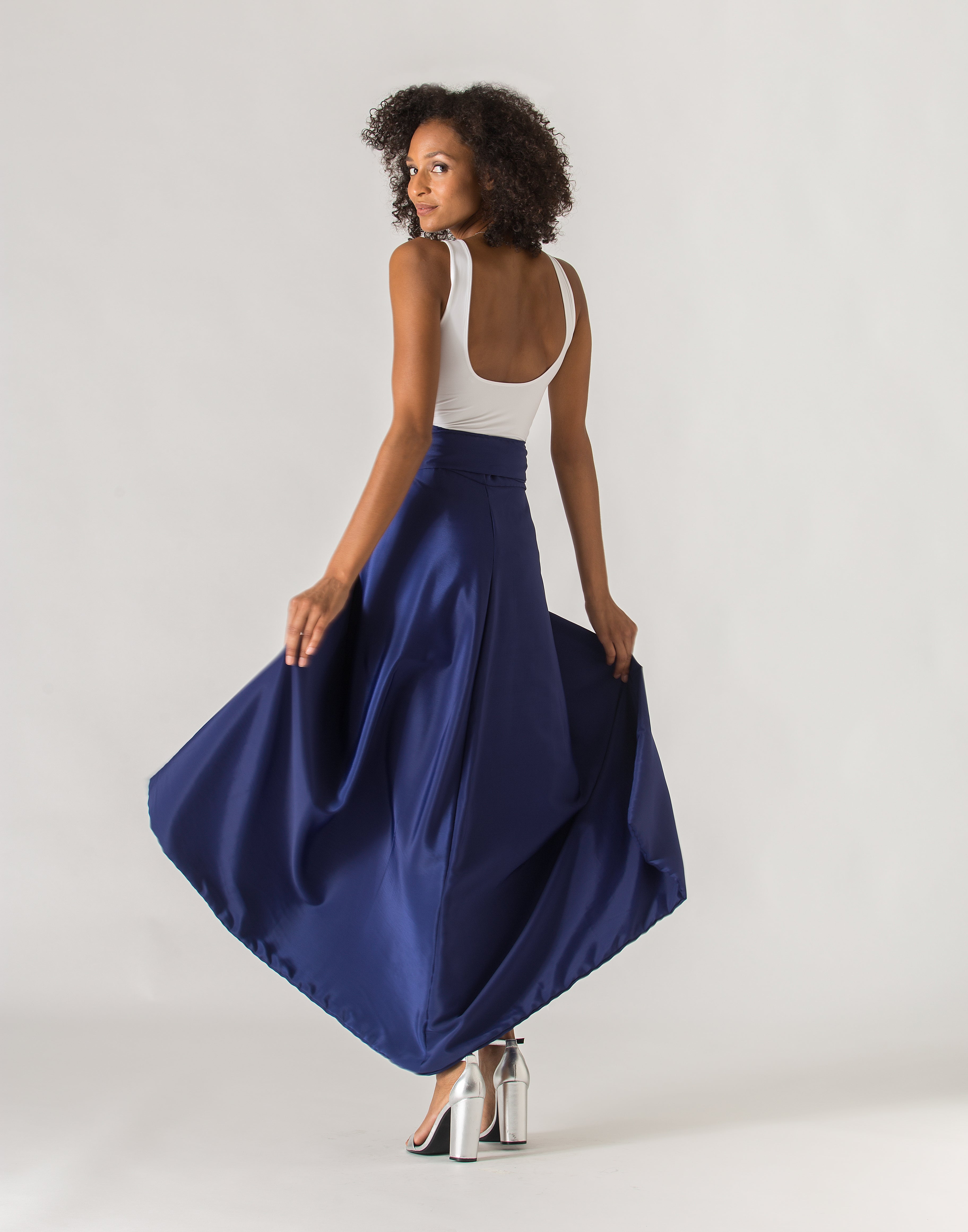 Royal Blue Wrap Skirt | ASTOURI